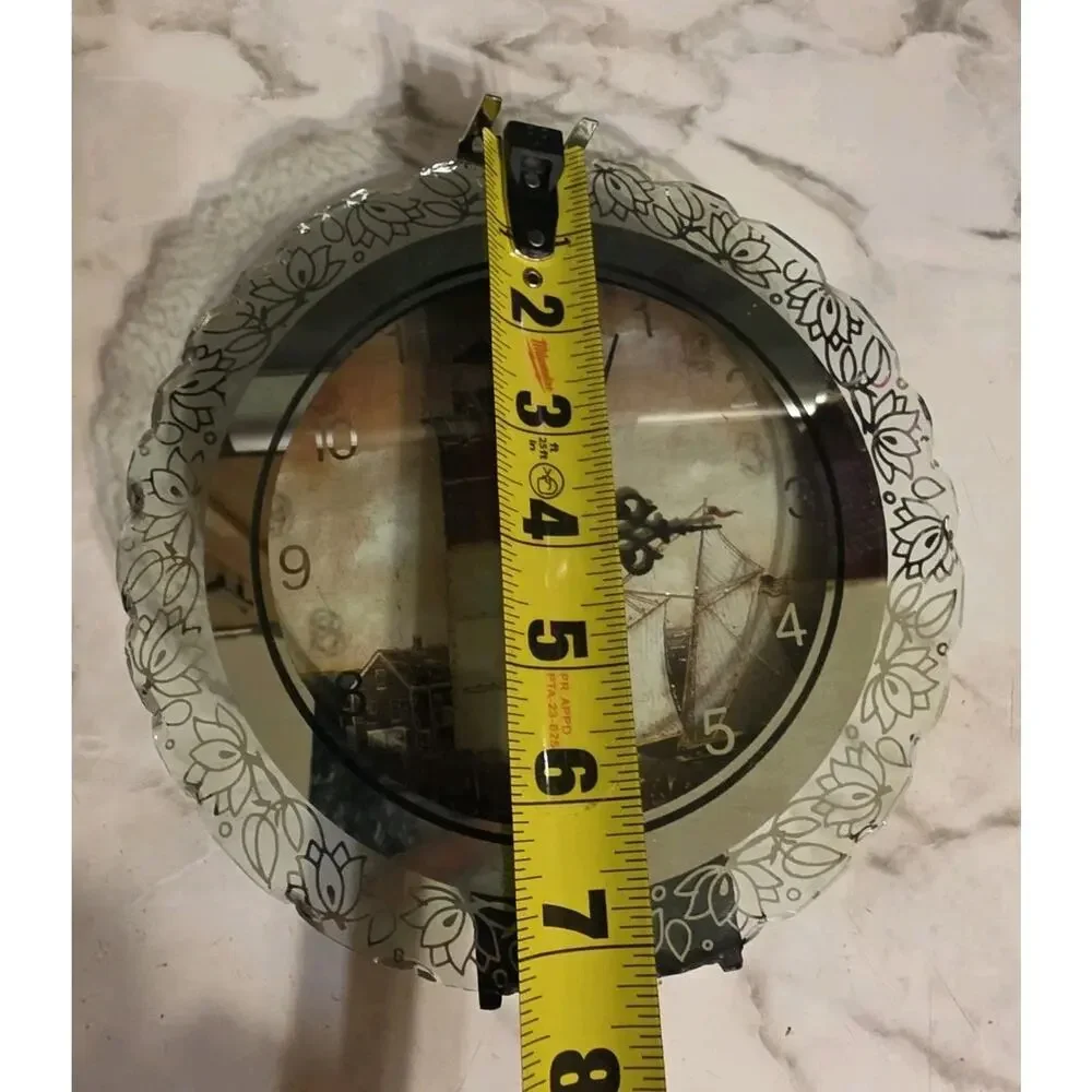 Vintage Glass Lighthouse Light Up Clock Works Nautical Beach House Seashore